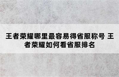 王者荣耀哪里最容易得省服称号 王者荣耀如何看省服排名